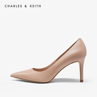 CHARLES＆KEITH2020春季新品CK1-60361236纯色简约尖头高跟单鞋女 Nude肉色 34