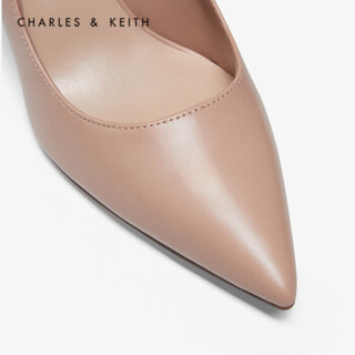 CHARLES＆KEITH2020春季新品CK1-60361236纯色简约尖头高跟单鞋女 Nude肉色 34