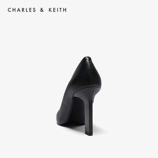 CHARLES＆KEITH2020春新品CK1-60920176简约刀片跟尖头高跟单鞋女 Black黑色 36