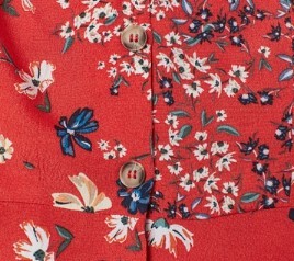 H&M 女士V领印花长袖衬衫 0707735 红色/花朵 XS