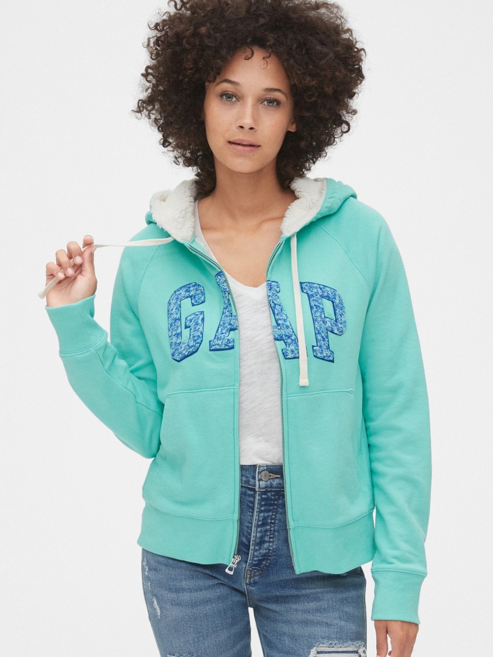 gap 盖璞 000512749 logo徽标加绒连帽衫女