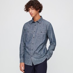 UNIQLO/优衣库  男装 休闲工装修身衬衫(水洗产品)(长袖) 426848