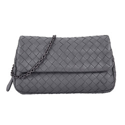 BOTTEGA VENETA 宝缇嘉 BV 女士深灰色羊皮编织单肩斜挎休闲包 310774 V0016 8582