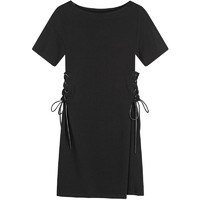 Puella 女士七分袖圆领收腰系带连衣裙 20011981 黑色 S