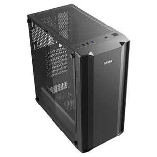 先马（SAMA）艾斯/黑金刚 中塔式电脑主机箱 侧透U3/支持ATX主板、SSD、背线240水冷位 艾斯 黑色 标准