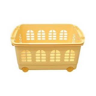 爱丽思收纳架可叠加塑料收纳箱儿童收纳篮玩具整理筐 黄色 *4件