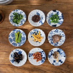 美浓烧（Mino Yaki） 日本进口陶瓷 创意餐具釉下彩染付菊型4.0英寸味碟小吃酱油碟 葡萄 *3件