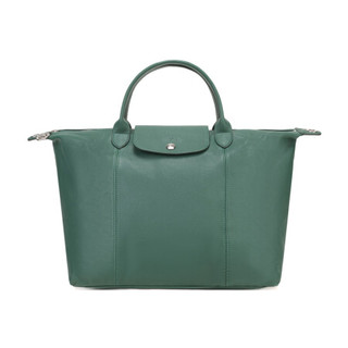 LONGCHAMP 珑骧 2019新品 女士Le Pliage Cuir系列祖母绿羊皮中号短柄可折叠手提单肩包 1515 737 D91