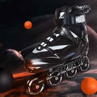 美洲狮（COUGAR）溜冰鞋成人休闲轮滑旱冰鞋可调码直排男女花式滑冰 纯黑色 单鞋L（36~39）码 *3件