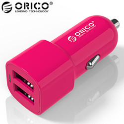 奥睿科（ORICO）UCL-2U 双口USB车载充电器 智能匹配充电设备 苹果安卓手机平板通用 粉色