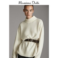 季中折扣 Massimo Dutti女装 弧形下摆高领女式针织衫长袖上衣 05603814712