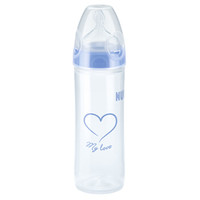 NUK 纤巧宽口PP彩色奶瓶250ml（初生型、成长型）婴儿新生儿奶瓶 蓝色 成长型硅胶中圆孔 *3件
