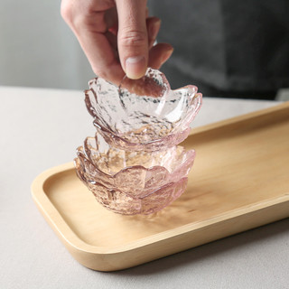 玻璃酱料碟不规则调味碟透明小碟子创意樱花家用醋碟现代简约食碟