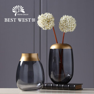 BEST WEST YYC-2125 轻奢玻璃花瓶摆件 19.8*13cm