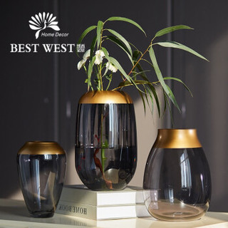 BEST WEST YYC-2125 轻奢玻璃花瓶摆件 19.8*13cm