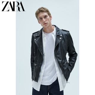 ZARA 新款 男装 拉链真皮皮衣夹克外套 05388401800