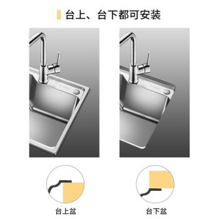 欧琳（OULIN） 水槽洗菜盆单槽含龙头套餐 优质304不锈钢水槽 厨房洗碗池72450 配7503精铜直角龙头(720*450)