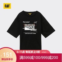 9日0f点：CAT/卡特专柜同款春夏新款男黑色印花短袖T恤男CJ1TSP16361