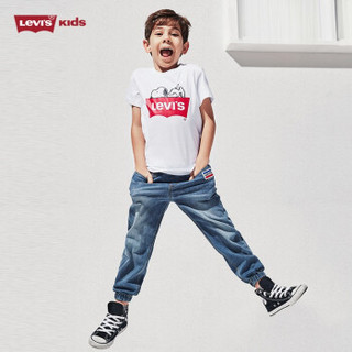 Levi's李维斯童装男女童夏款史努比联名短袖T恤LOGO印花舒适时尚儿童短T 001/纯白色 90cm