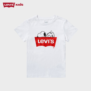 Levi's李维斯童装男女童夏款史努比联名短袖T恤LOGO印花舒适时尚儿童短T 001/纯白色 90cm