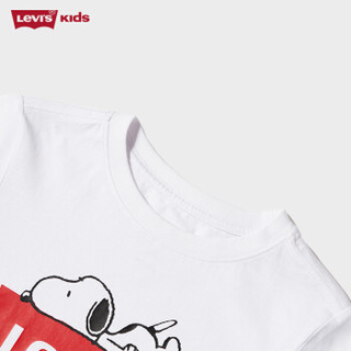 Levi's李维斯童装男女童夏款史努比联名短袖T恤LOGO印花舒适时尚儿童短T 001/纯白色 90cm