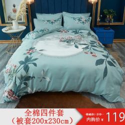 床上用品全棉四件套纯棉床单式被套秋冬简约欧式双人