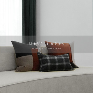 MISSLAPIN 现代简约轻奢沙发客厅绿色黑灰色绒布方枕腰枕抱枕靠垫