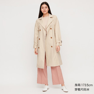 UNIQLO 优衣库 女士V领纽扣风衣 424589 浅米色 L