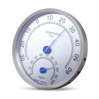 商品美德时 anymetre 不锈钢大表盘温湿度计室内外温度计机械挂壁式