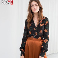 Haoduoyi B25R70420 女士浪漫花朵衬衫