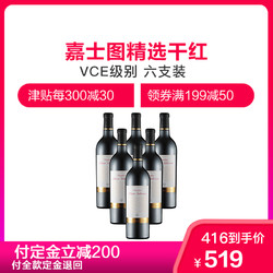 法国原装进口 嘉士图精选红葡萄酒750ml 13%vol.VCE级别 6瓶装