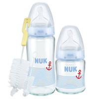 NUK宽口玻璃硅胶奶瓶奶嘴新生儿套装 颜色随机