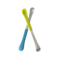 Boon 啵儿 新生儿软硬两头辅食勺 两只装 蓝色/绿色 安全卫生 轻松喂食