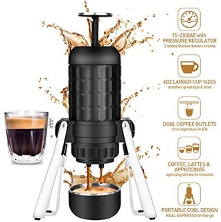 便携式浓缩咖啡机 - 第三代迷你浓缩咖啡机，一次升级版手持浓缩咖啡机，浓密厚奶油，搭配研磨咖啡，适用于野营和办公室