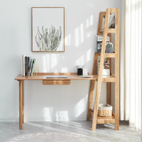 维莎日式全实木书桌书架组合橡木学习桌北欧简约家用办公家具