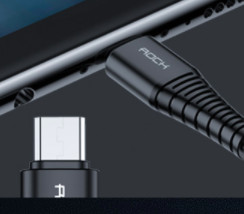 ROCK 洛克 三合一充电线 Lignting+Micro USB+Type-C 1.2M 黑色 一条装 尼龙编织