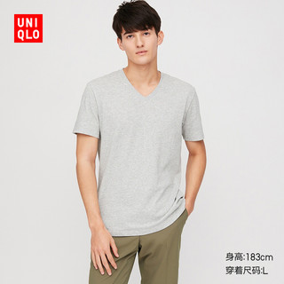 UNIQLO 优衣库 中性V领短袖T恤 427916 灰色 XS