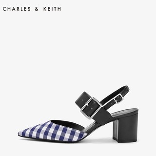 CHARLES＆KEITH CK1-61680001-1 女士尖头扣带方跟鞋