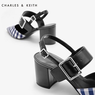 CHARLES＆KEITH CK1-61680001-1 女士尖头扣带方跟鞋
