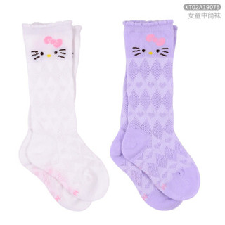 凯蒂猫 HELLO KITTY女童中筒袜子 KT02A19076 白色+紫色 14-16cm *3件