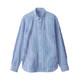 无印良品 MUJI 男式 天蓝色纯棉条纹衬衫160.7，凑单米白色厚纯棉T恤2件+凑单品