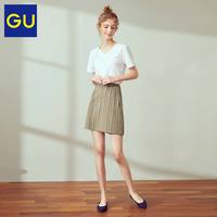 GU极优 女装 彩色V领T恤(短袖)简约百搭纯棉T恤单穿内搭314063