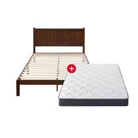 ZINUS 际诺思 美式双人实木床+然乳胶弹簧床垫 套装组合 150*200*25cm