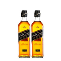 尊尼获加（Johnnie Walker）洋酒 黑方 黑牌 调配型苏格兰威士忌 375ml+375ml两瓶套装组合