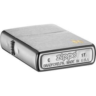 ZIPPO 之宝 200-C-000002  防风打火机 拉丝镀铬-金火焰