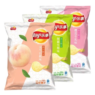 Lay's 乐事 春日限定 马铃薯片组合装 3口味 125g*3包（樱花牛乳味+元气白桃味+制霸生梅味）