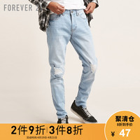 FOREVER 21 男士小脚水洗牛仔裤