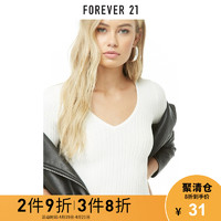 FOREVER 21 00297137 女士罗纹V领毛衣  