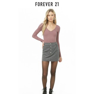 FOREVER 21 00297137 女士罗纹V领毛衣  