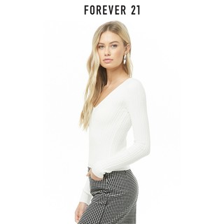 FOREVER 21 00297137 女士罗纹V领毛衣  